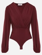 by swan Body din vâscoză cu croială petrecută și mâneci bufante Butteria Bordo