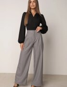 by swan Body din vâscoză cu croială petrecută și mâneci bufante Butteria Negru