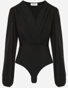 by swan Body din vâscoză cu croială petrecută și mâneci bufante Butteria Negru