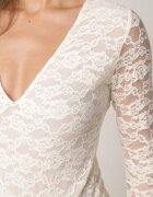 by swan Body elegant din dantelă cu decolteu în V Abrea Alb