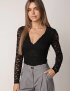 by swan Body elegant din dantelă cu decolteu în V Abrea Negru