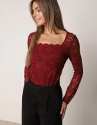 by swan Body elegant din dantelă cu vâscoză cu decolteu pătrat Visco Bordo