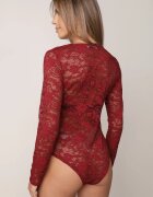 by swan Body elegant din dantelă cu vâscoză cu decolteu pătrat Visco Bordo