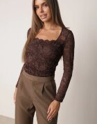by swan Body elegant din dantelă cu vâscoză cu decolteu pătrat Visco Maro