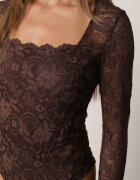 by swan Body elegant din dantelă cu vâscoză cu decolteu pătrat Visco Maro