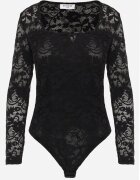 by swan Body elegant din dantelă cu vâscoză cu decolteu pătrat Visco Negru