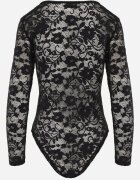 by swan Body elegant din dantelă cu vâscoză cu decolteu pătrat Visco Negru
