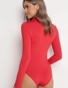 by swan Body Roșu cu guler semi-înalt și mâneci lungi Gavaba