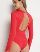 by swan Body roșu cu vâscoză decorat cu decupaj la spate Riarose
