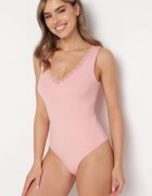by swan Body Roz de lenjerie cu dantelă în jurul decolteului triunghiular Virnea