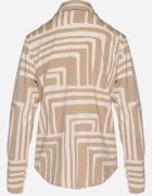 by swan Cămașă Bej din Viscoză Decorată cu Model Geometric Solselia