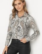 by swan Cămașă Bej-Gri cu Model Oriental și Nasturi Unadisa