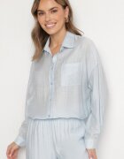 by swan Cămașă Clasică Albastră Deschisă Oversize cu Buzunar Liorea
