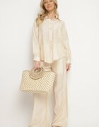 by swan Cămașă Clasică Bej deschis Oversize cu buzunar Liorea