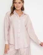 by swan Cămașă clasică roz deschis oversize cu buzunar Liorea