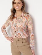 by swan Cămașă Portocalie cu Model Oriental și nasturi Unadisa