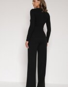 by swan Compleu negru de bumbac Bluză tip plic cu mânecă lungă și Pantaloni Ferenna