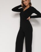 by swan Compleu negru de bumbac Bluză tip plic cu mânecă lungă și Pantaloni Ferenna