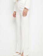 by swan Pantaloni Albi Eleganți cu Vâscoză și Talie Înaltă Tatilira