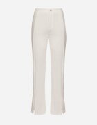 by swan Pantaloni Albi Eleganți cu Vâscoză și Talie Înaltă Tatilira
