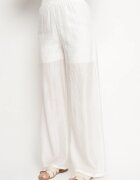 by swan Pantaloni Albi Palazzo cu croială largă cu elastic în talie și talie înaltă Jenanetia