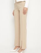 by swan Pantaloni Bej Eleganti cu Viscoză și Talie Înaltă Tatilira