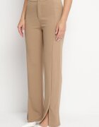 by swan Pantaloni Bej închis Eleganți cu Viscoză și Talie Înaltă Tatilira