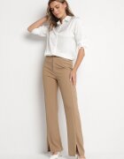 by swan Pantaloni Bej închis Eleganți cu Viscoză și Talie Înaltă Tatilira