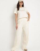 by swan Pantaloni bej largi din Viscoză Decorate cu Zirconii Zeonaria