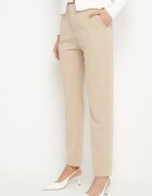 by swan Pantaloni de costum bej deschis din viscoză cu talie înaltă și buzunare Senolira