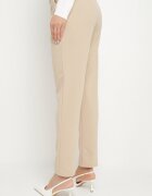 by swan Pantaloni de costum bej deschis din viscoză cu talie înaltă și buzunare Senolira