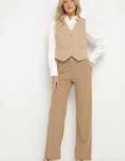 by swan Pantaloni de costum bej închis cu croială largă cu viscoză Seniellea