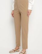 by swan Pantaloni de costum bej închis din viscoză cu talie înaltă și buzunare Senolira