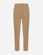 by swan Pantaloni de costum bej închis din viscoză cu talie înaltă și buzunare Senolira