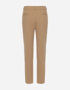by swan Pantaloni de costum bej închis din viscoză cu talie înaltă și buzunare Senolira