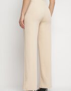 by swan Pantaloni largi bej cu talie înaltă și vâscoză cu fante decorative la tiv Xolea