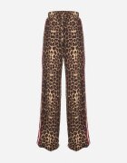 by swan Pantaloni largi maro-roșu cu imprimeu leopard din viscoză și cu talie elastică decorați cu vipușcă Velonara