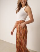 by swan Pantaloni Maro cu talie înaltă picioare largi și elastic în talie decorați cu sclipici Gilea