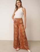 by swan Pantaloni Maro cu talie înaltă picioare largi și elastic în talie decorați cu sclipici Gilea