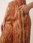 by swan Pantaloni Maro cu talie înaltă picioare largi și elastic în talie decorați cu sclipici Gilea