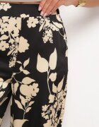 by swan Pantaloni Negri-Bej cu croi larg cu elastic în talie și talie înaltă Dimete