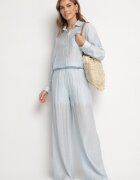 by swan Pantaloni Palazzo Albastru deschis cu croială largă cu elastic în talie și talie înaltă Jenanetia