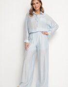 by swan Pantaloni Palazzo Albastru deschis cu croială largă cu elastic în talie și talie înaltă Jenanetia