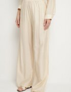 by swan Pantaloni Palazzo bej deschis cu croială largă cu talie elastică și talie înaltă Jenanetia