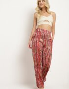 by swan Pantaloni Roșii cu Picioare Largi cu Talie Înaltă și Elastic în Talie Decorate cu Sclipici Gilea