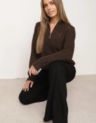 by swan Pantaloni tricot din bumbac cloș cu cusătură modelatoare Velvira Negri
