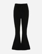 by swan Pantaloni tricot din bumbac cloș cu cusătură modelatoare Velvira Negri
