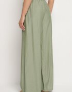 by swan Pantaloni Verzi Palazzo cu Croială Largă cu Elastic în Talie și Talie Înaltă Jenanetia