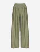 by swan Pantaloni Verzi Palazzo cu Croială Largă cu Elastic în Talie și Talie Înaltă Jenanetia