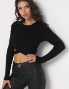 by swan Pulover Mulat Negru cu partea de jos decorativă și mai scurtă Jamorsen